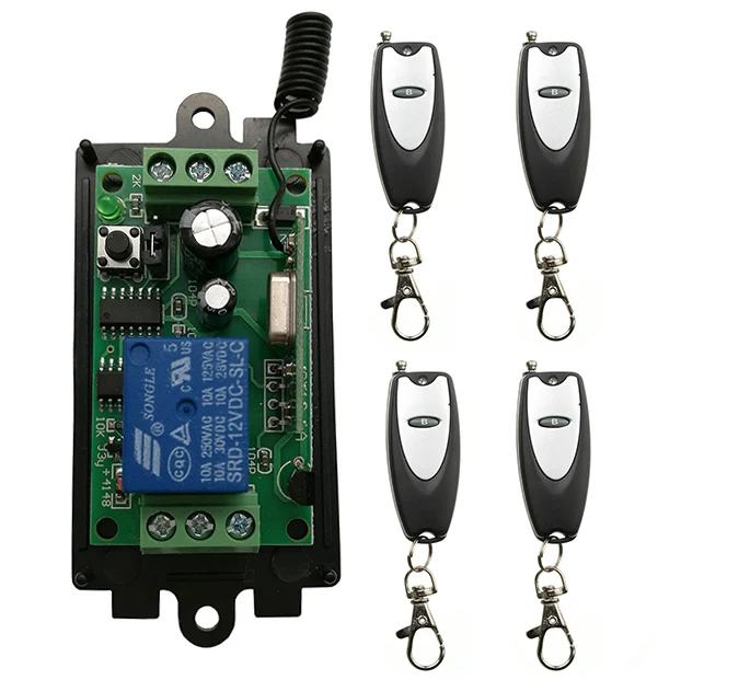 

DC 9V 12V 24V 1 CH 1CH RF беспроводной пульт дистанционного управления реле системы безопасности приемник + передатчик двери гаража лампа/жалюзи