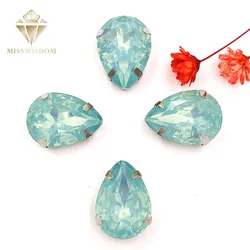 Hot sale Matt Olive green opal teardrop sew on rhinestones with claw flatback Resin loose rhinestones DIY garment Accessories