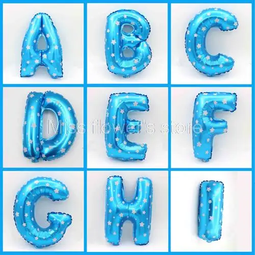 1 PCS 16 Inch Blue Foil Balloons 26 Alphabet Letters A-Z For Wedding Birthday Party Celebration Decoration Supplies