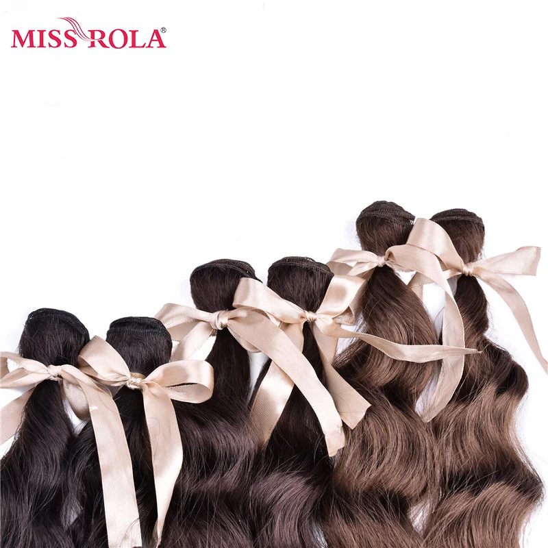 Miss Rola 2# Long Wavy Hair Weave 6 Bundle Deals a Lot Kanekalon Synthetic Hair Extensions Heat Resistant Fiber 16-20inch