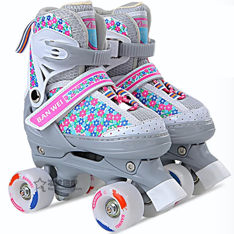 Colorful Kid's Double Line Skates Roller Skates Size Adjustable For Children Two Line Skating Shoes Patines With PU Wheel IB0601