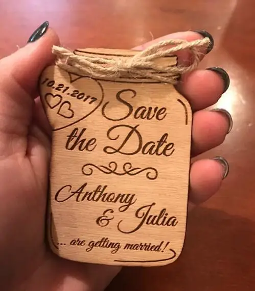 Mason Jar save the date magnets Wood rustic Wedding napkin ties New Year gift Favor tags Labels party bridal shower decor insert