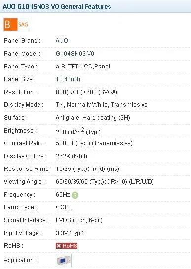 10.4 INCH Touch panel for G104SN03, tested before shipment