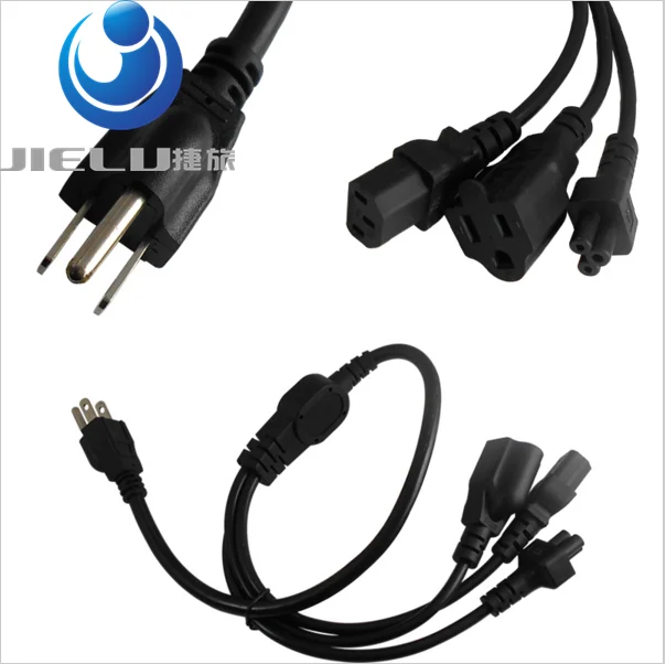 

5PCS US Japan Canada Brazil Power Extension Cable Cord US Plug 5-15P To US 15-15R+IEC320 C5+C13 For UPS PDU IT Equipment 0.6M