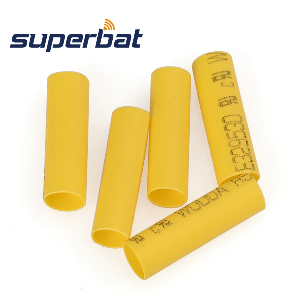 Superbat 100pcs Yellow Wire Wrap Sleeve 3.5 mm Dia 18 mm Long Heat Shrink Tubing