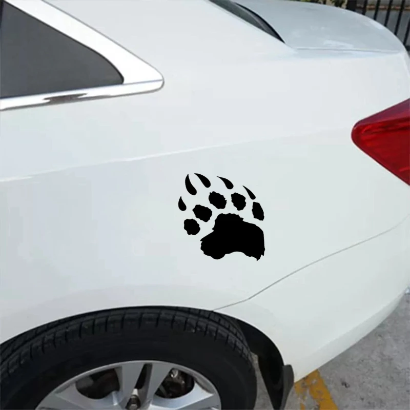 CS-1324#14*18cm bear paw funny car sticker vinyl decal white/black for auto car stickers styling on bumper window choose size