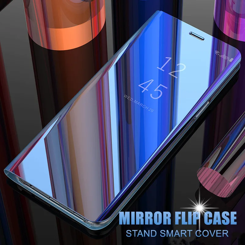 Mirror Flip Phone Case For Samsung Galaxy A35 A25 A24 A34 A54 A14 A53 S24 FE S25 Ultra Edge Note 20 10 9 Smart Clear View Cover