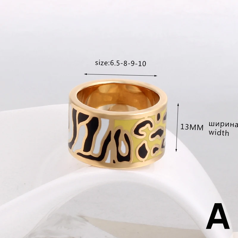 Fashion Jewelry Dubai Vintage Rings for Women Filled Color Designer Leopard Pattern Enamel Ring Ethnic Jewelry