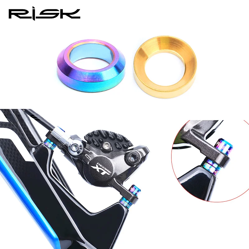 2 Sets M6x5.2 Concave And Convex Washer Titanium Alloy Bike Brake Caliper Fixed Bolts Gasket Concave Gaskets Bicycle Bolts