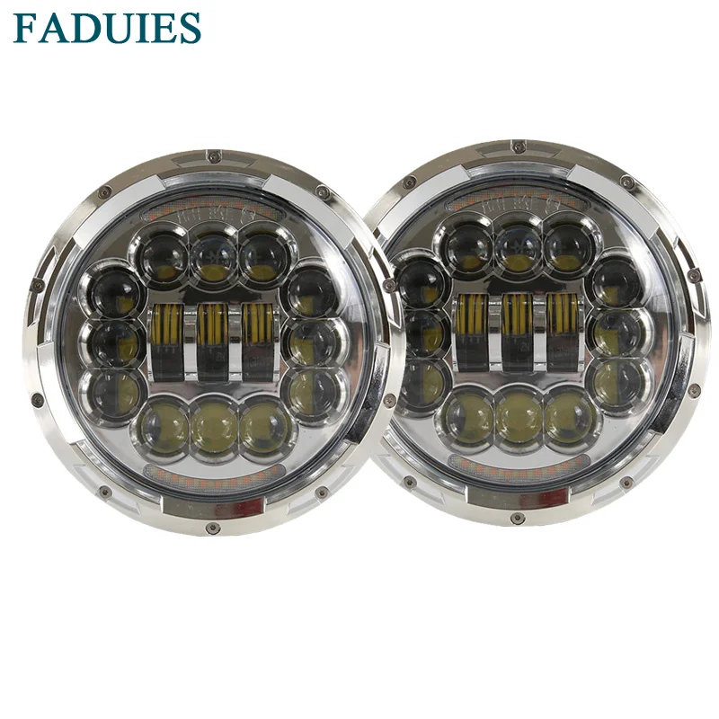 

FADUIES 1Pair 7inch LED Halo Headlights Kit 7" LED Headlight H4 Hi/low Auto Headlight With Angle Eye For Jeep Wrangler JK TJ