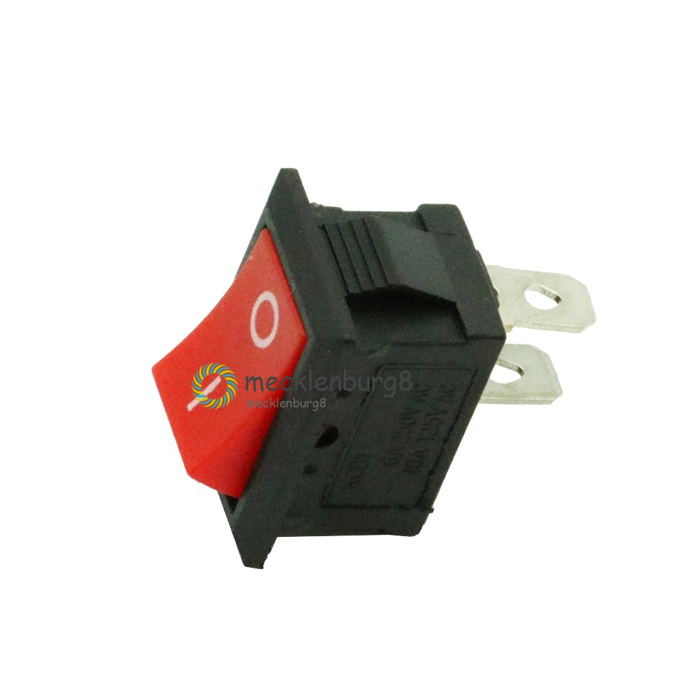 5Pcs KCD1-101 AC 6A 250V 2 Pin ON/OFF I/O SPST Snap in Mini Red Button Boat Rocker Switch 15*21MM