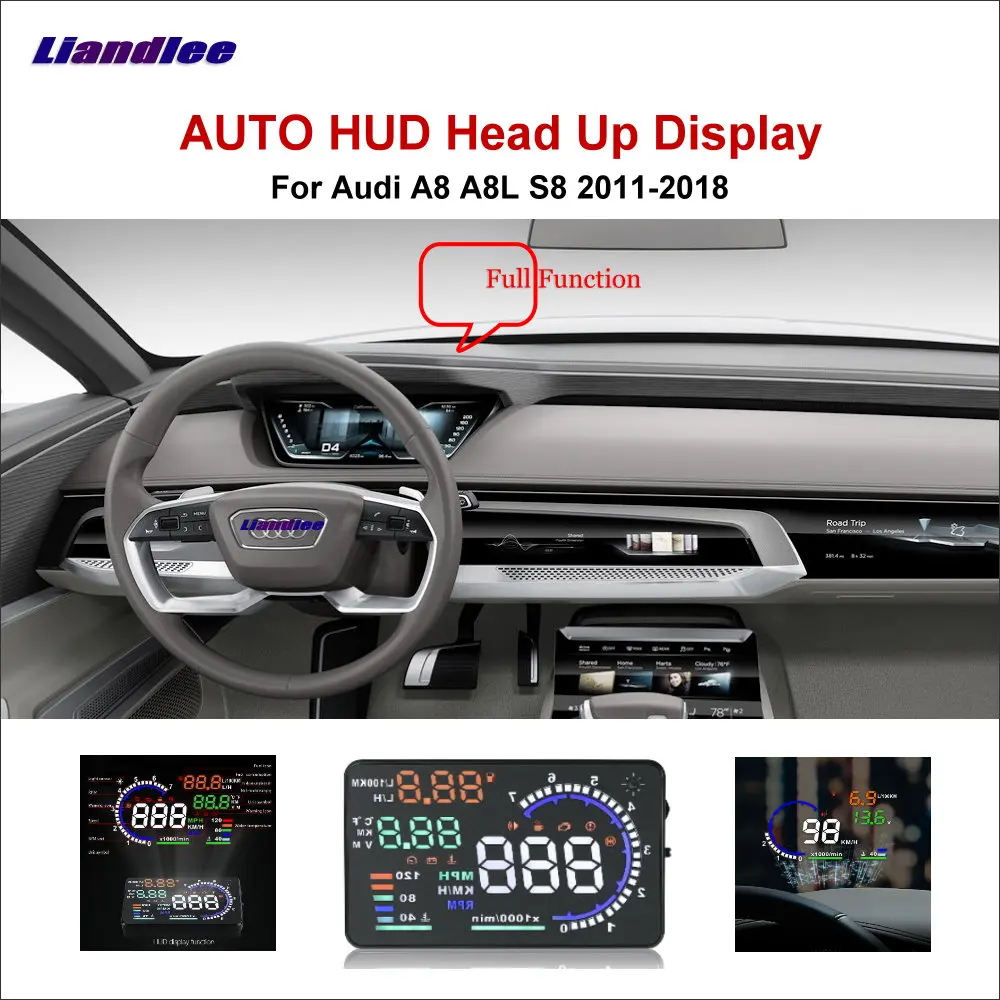 Car HUD Head Up Display For Audi A8 S8 D3 D4 V10 A8L 2011-2020 Driving Screen OBD Speedometer Projector Windshield Accessories