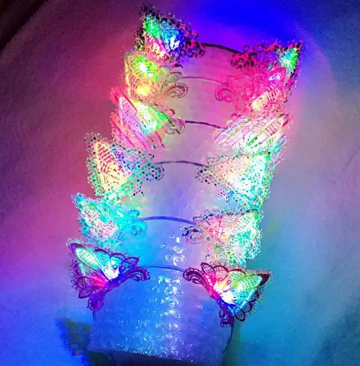 LED Glowing Cat Ear Headband Cosplay Costume Party Light up Kitty Hair Hoop Fancy Dress Flashing Blinky Hair Band