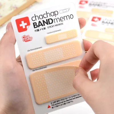 Cute Band Aid Series Memo Pad Adesivos, Sticky Notes, Papel Notepad, Papelaria Kawaii, Material de escritório