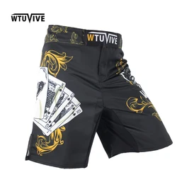 WTUVIVE Men's Yellow Poker Warrior Boxing Fitness Breath boxing shorts Tiger muay thai boxing shorts cheap mma shorts kickboxing