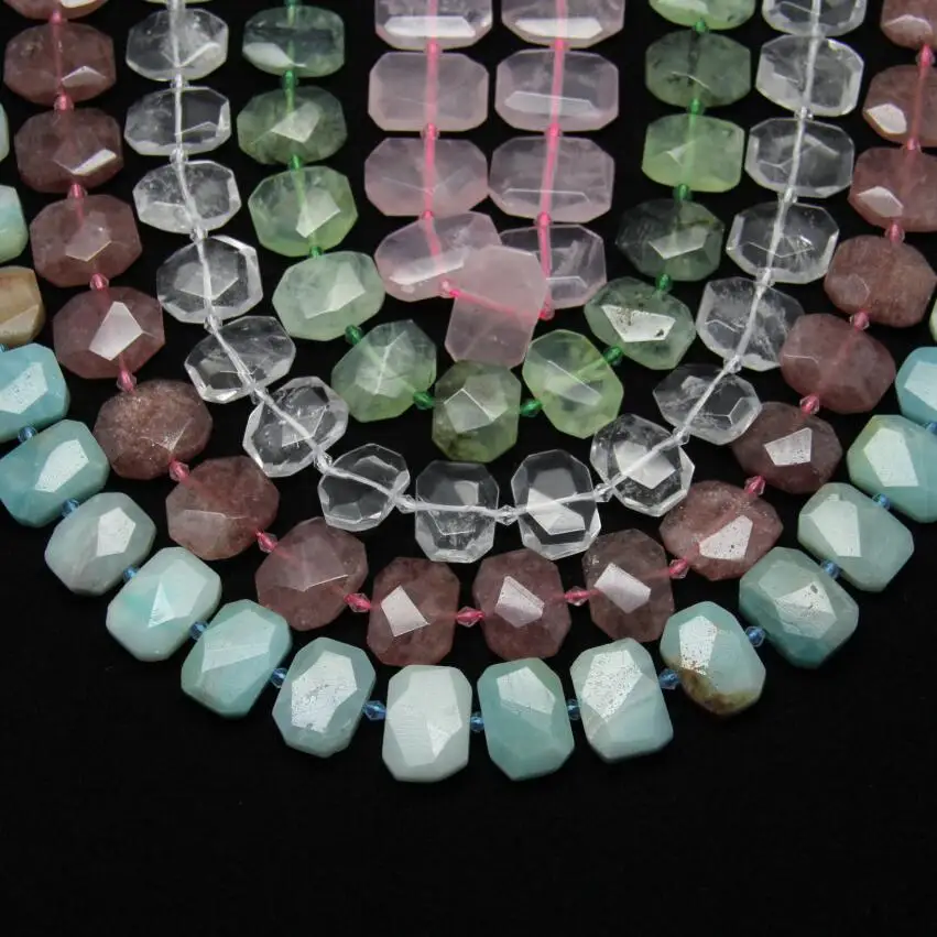 

5 stones choice,full strand Natural stones Faceted Slab Loose Beads Pendants,Polished Raw Crystal Quartz Cut Slice Bead Necklace