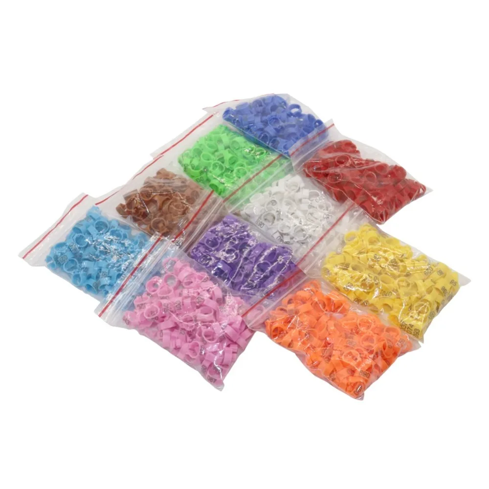 

1000 Pcs 10 Colors No.001~100 Inner Diameter 8mm Bird clip ring Digital Parrot Clip Rings Band Foot Ring Bird Supplies
