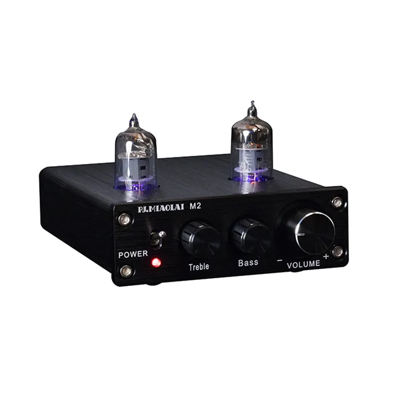 

DC12V HIFI Digital Audio Preamp 6J1 Valve Tube Preamplifier Dual Channel Treble Bass with Power Adapter Black/Silver