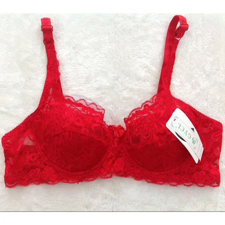 Sutiã sexy de renda para mulheres plus size, lingerie sem costura, almofada ultrafina, sutiã grande copo, 32, 34, 36, 38, 40, B, C, primavera, verão