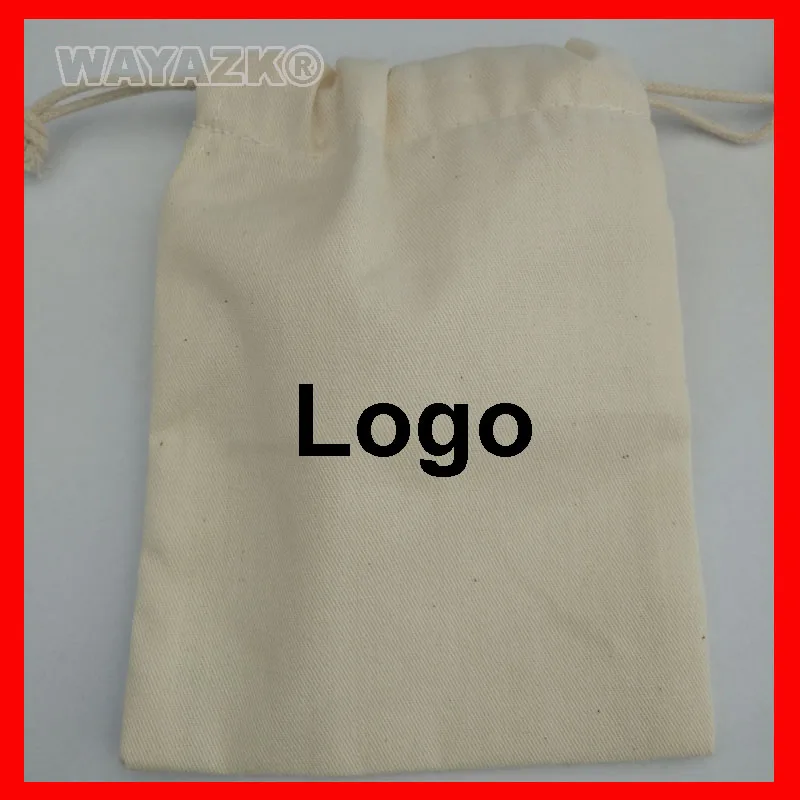 (2000pcs/lot)  size 11x16cm custom cotton gift pouch bags with your logo brand printed