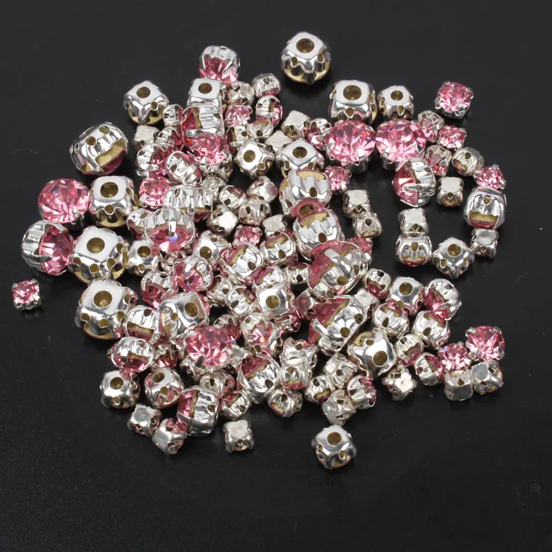 Best selling Sew-On Rhinestones Mixed Size 4-8mm 120pcs Silver claw crystal stones For clothing sewing accessories