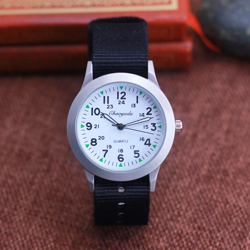 2024 Chaoyada Children Boys Girls 24hours Canvas Luminous Pointer Quartz Wristwatches Kids Students Military Waterproof Watches