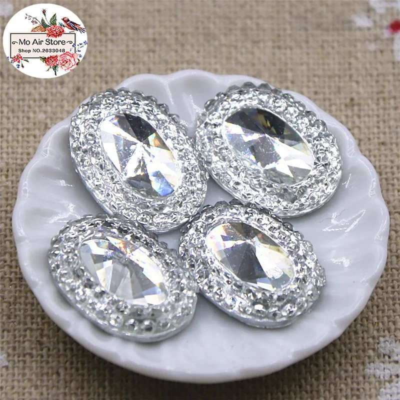 50pcs shiny 13x18mm oval resin rhinestone Flat back Cabochon Art Supply Decoration Charm Craft DIY 15mm no hole