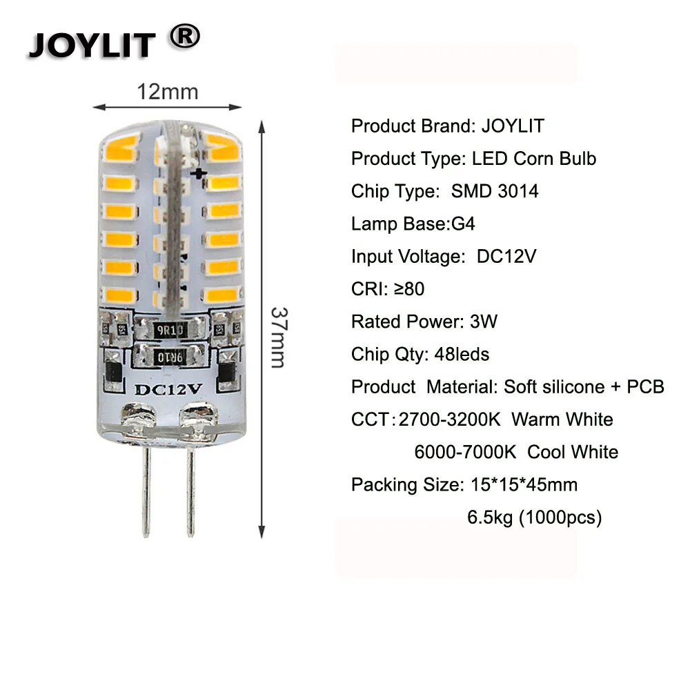 Imagem -06 - Mini Lâmpada Led de 27006500k de 3w 12v ac 5w g4 Cob Substituição para Luz de Cristal Quente Fria Branca