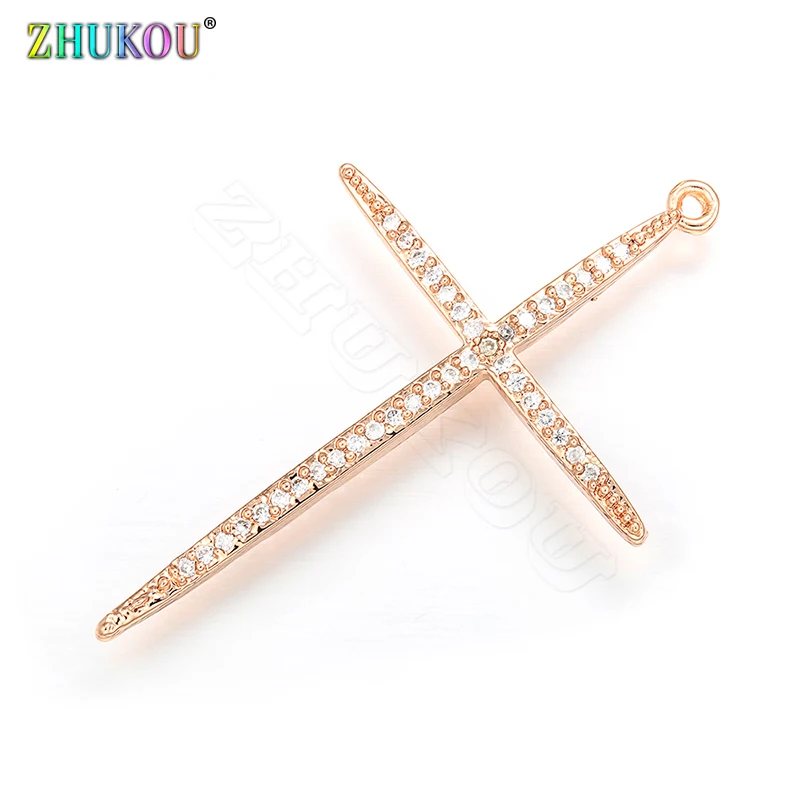 Cross Charms Korean Sweet Style Metal 30x48mm Crystal Pendant Charm for Necklace and Earrings Jewelry Accessories:VD409
