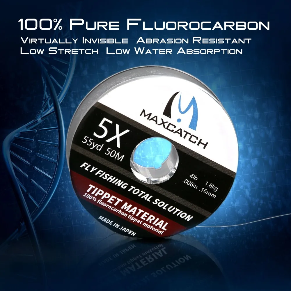 Maximumcatch FluoroCarbon Tippet Fly Line 50M 0X-6X Fluoro Carbon Tippet Line Linha de pesca com mosca