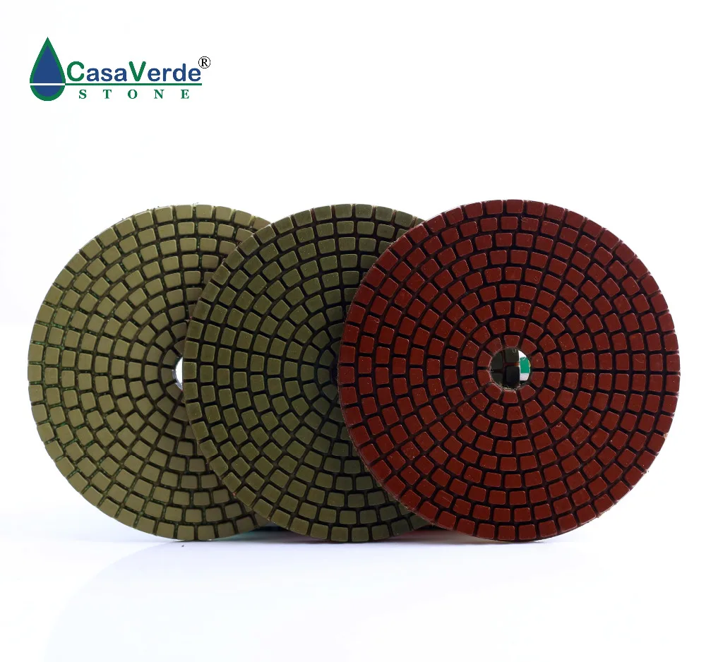 

DC-PA3PP02 Premium quality 100mm 4 inch diamond wet 3 step polishing pads for granite,marble and engineered stone