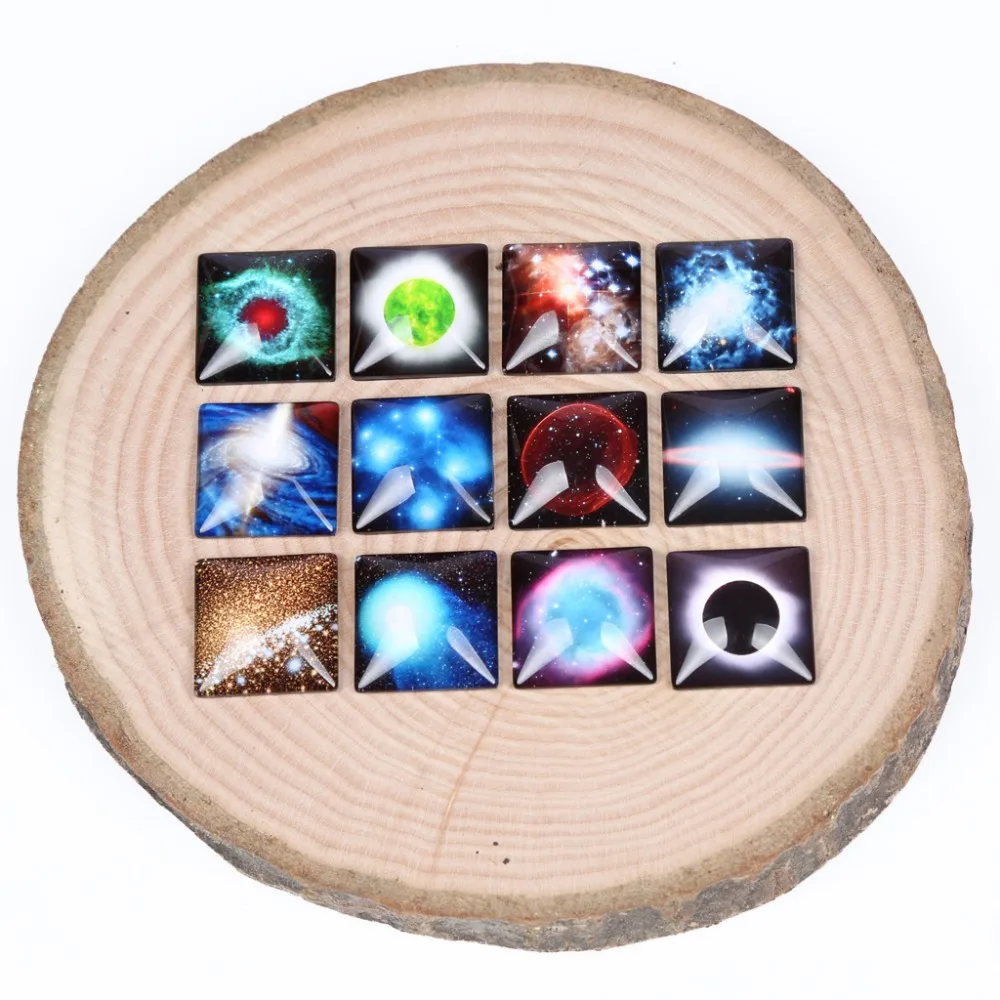 onwear diy handmade mix space earth galaxy photo square glass cabochon 12mm 20mm 25mm for jewelry making