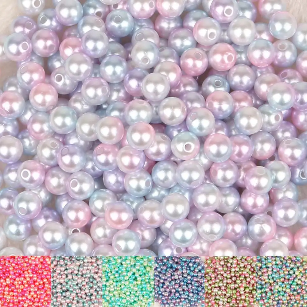 Cuentas redondas de perlas de imitación ABS, abalorios sueltos hechos a mano, accesorios para fabricación de joyas, collar, pulsera, 4mm, 6mm, 8mm, 10mm, 50-500 piezas