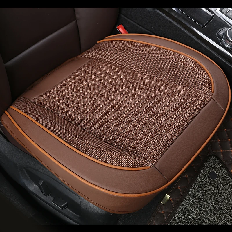 3D Driver Seat Cushion Car Chair Pad Flax Leather Front Car Seat Cover Auto Seat Protector Breathable Interior Accessories