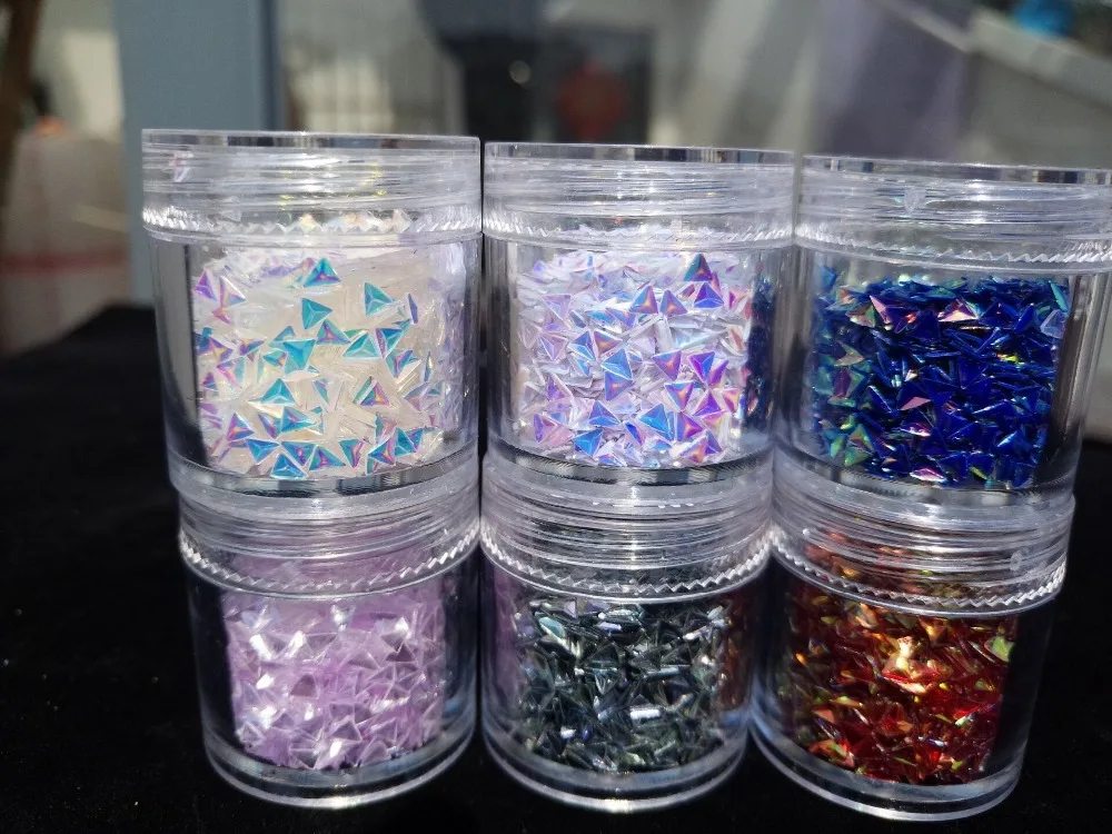 1 Box (10ml) AB Chameleon Unicorn Glitter,Triangle Nail Sequins,Confetti  for 3D Nail Art Decorations Nail Flakes UV Gel Polish