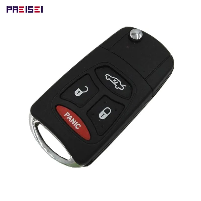 

PREISEI 5pieces/lot 3+1 Buttons Car Modified Remote Flip Key Case For Chrysler Key Fob Replacements