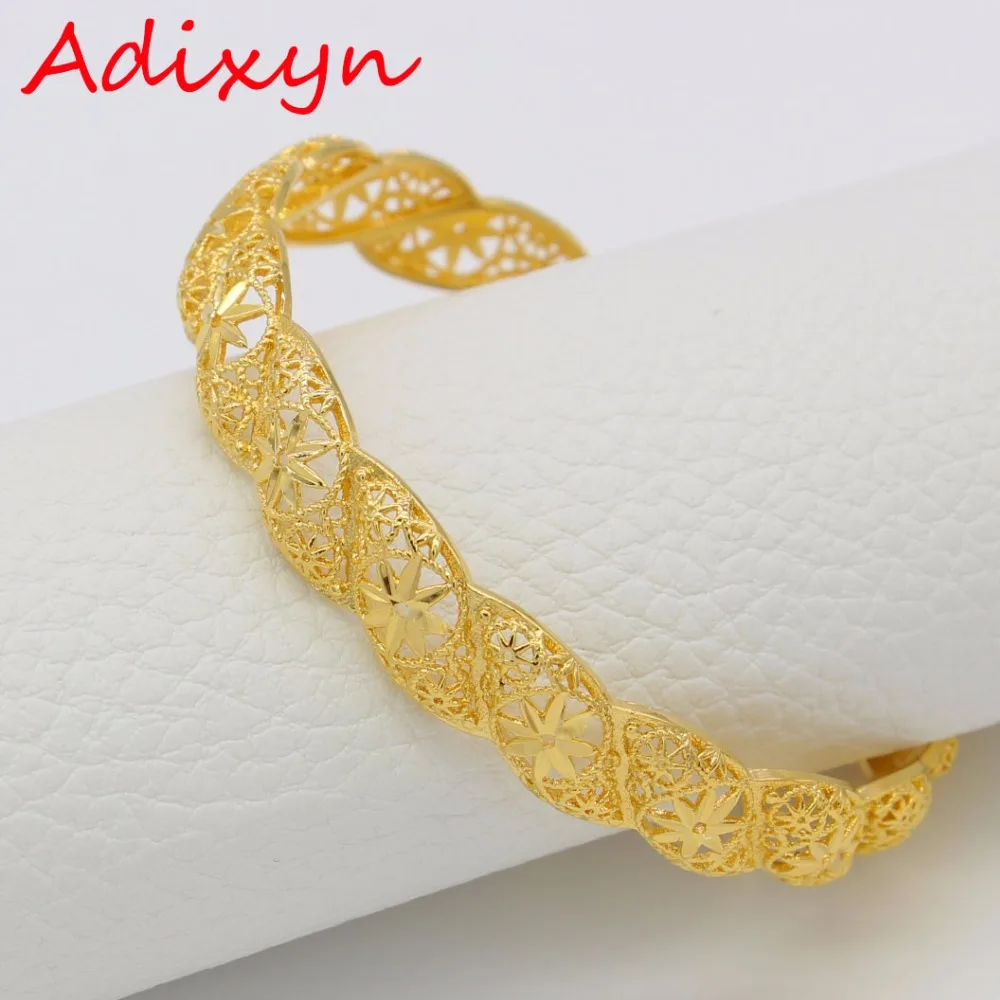 

Adixyn Diameter 6.5CM&6.8CM Dubai Bangle for Women Gold Color Ethiopian Wedding African Bracelet Arab Jewelry Gifts N1814