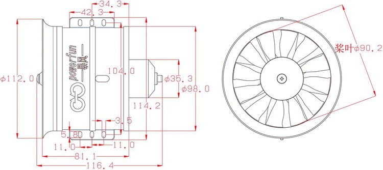 Powerfun 90mm 12 Blades 90 EDF set 6S 1450KV 3.7kg 8S 1100KV Motor 4.2kg Thrust for 90mm Jet RC Plane DIY Airplane Fighter