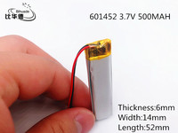 li-po 3.7V 500mAh Rechargeable li Polymer Li-ion Battery For  headset mouse Bracelet Wrist Watch 601452 061452