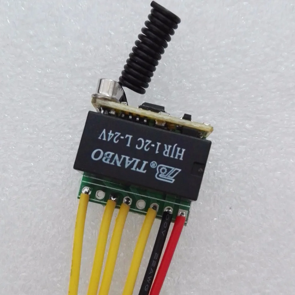 DC24V 2CH Micro Relay Remote Switch Mini Contact RF Wireless 24v 2CH ON OFF at the same time 433MHZ 2A Relay DPDT Receiver ASK