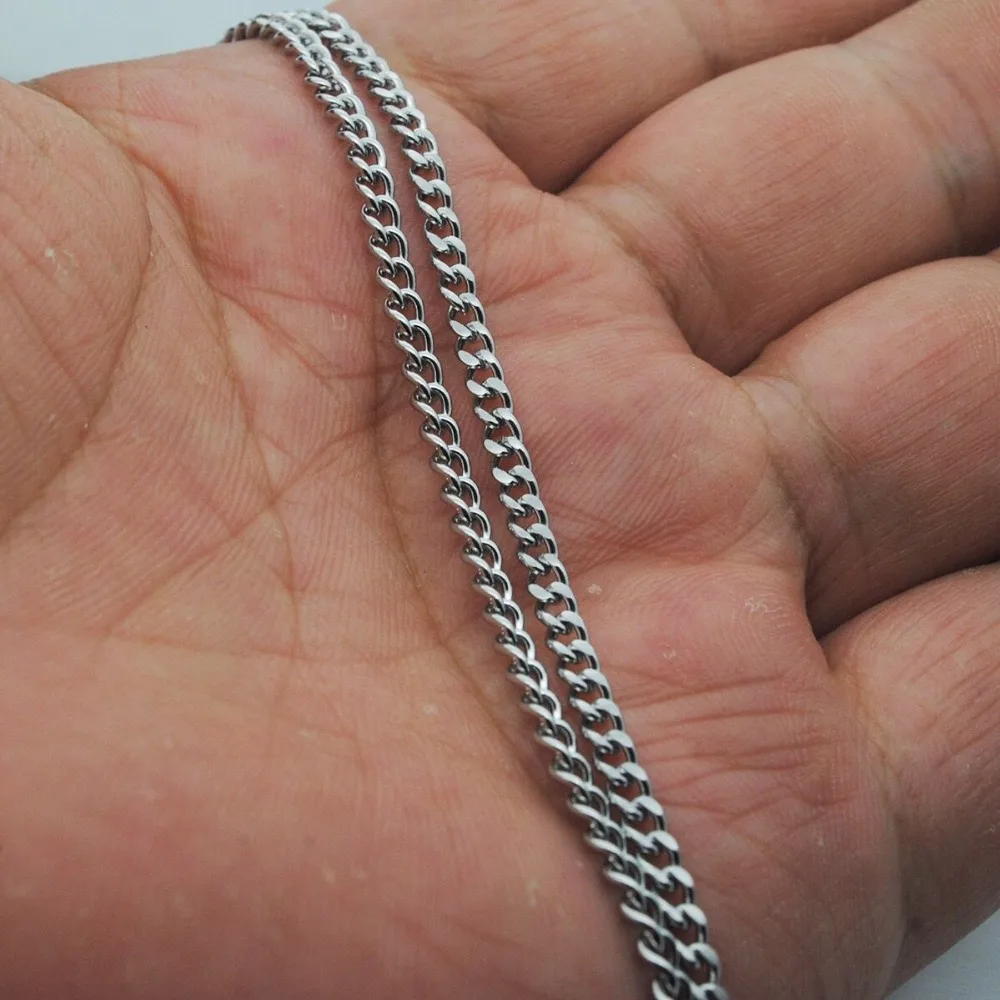 Wholesale Jewelry --  50/60/70/80/90 cm 316L Titanium steel White Long Chain Necklaces for Men Fashion Jewlery No Fade