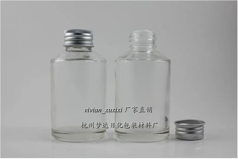 

50PCS wholesale 125 ml glass clear lotion packaging with silver screw cap , empty Glass 125ml cosmetic bottle for liquid cream