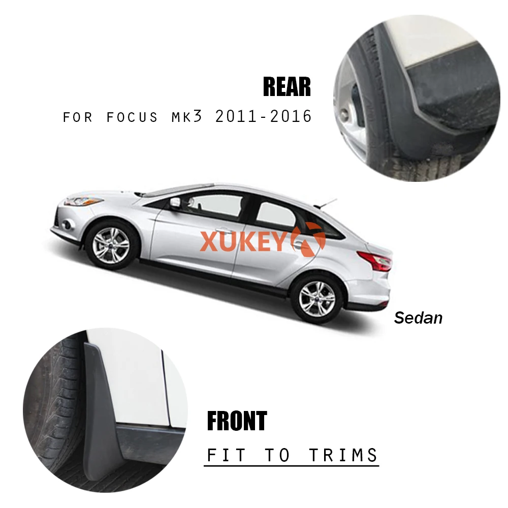 For Ford Focus 3 MK3 4Dr Sedan 2011 - 2016 Set Mud Flaps Front Rear MudFlaps Splash Guards Mudguards Fender 2015 2014 2013 2012