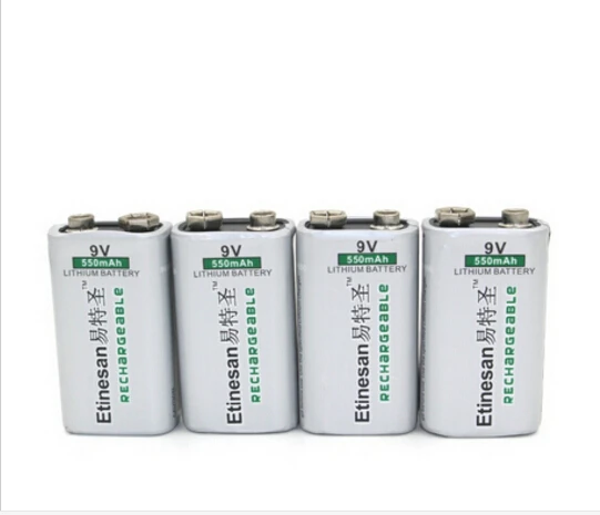 6 قطعة ETINESAN 550mAh 9v ليثيوم أيون قابلة للشحن البطارية اورن ، مروحة ، سماعة ، الهاتف ، ميكروفون ، لوحة المفاتيح اللاسلكية والماوس ، لعبة