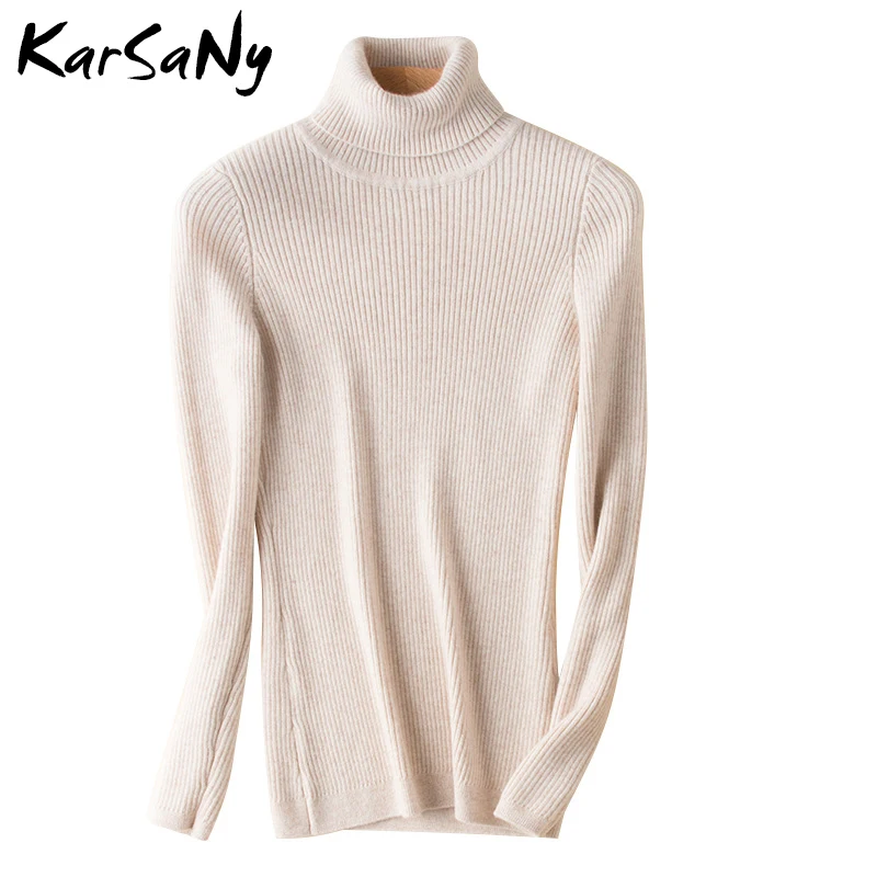 KarSaNy Jumper Women Turtleneck Sweater Knitwear Thick Winter Women\'s Turtleneck Pullover Sweater Yellow Sweaters Female 2019