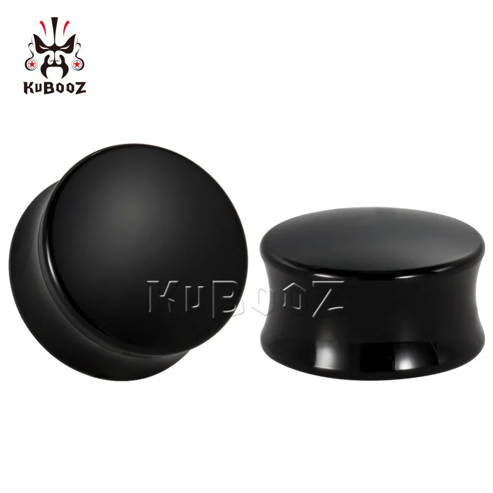 KUBOOZ Ear Piercing Acrylic Saddle Plugs Tunnels Gauges Black White Body Jewelry Earrings Expander Fashion Stretcher Ring 2PCS