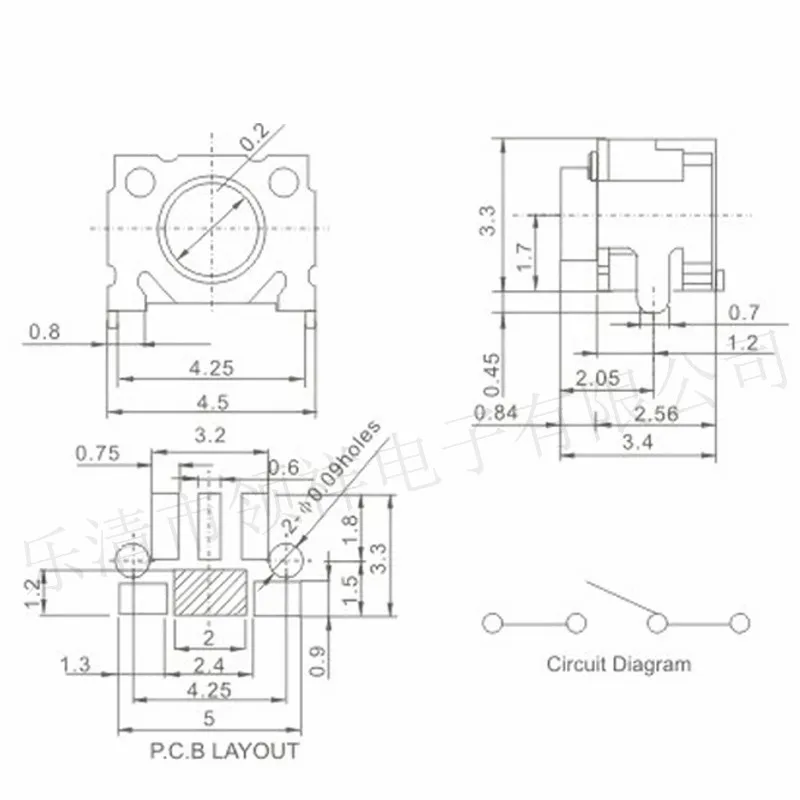 100タッチタブレット,3x4mm,TS-036C個,タッチボタン,マイクロスイッチ,3x4mm,携帯電話用,サウンドキーボード