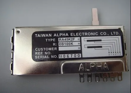 [VK] ORIGINAL ALPHA straight sliding type RA45K2F sliding potentiometer B100K * 2 B100Kx2  (switch)