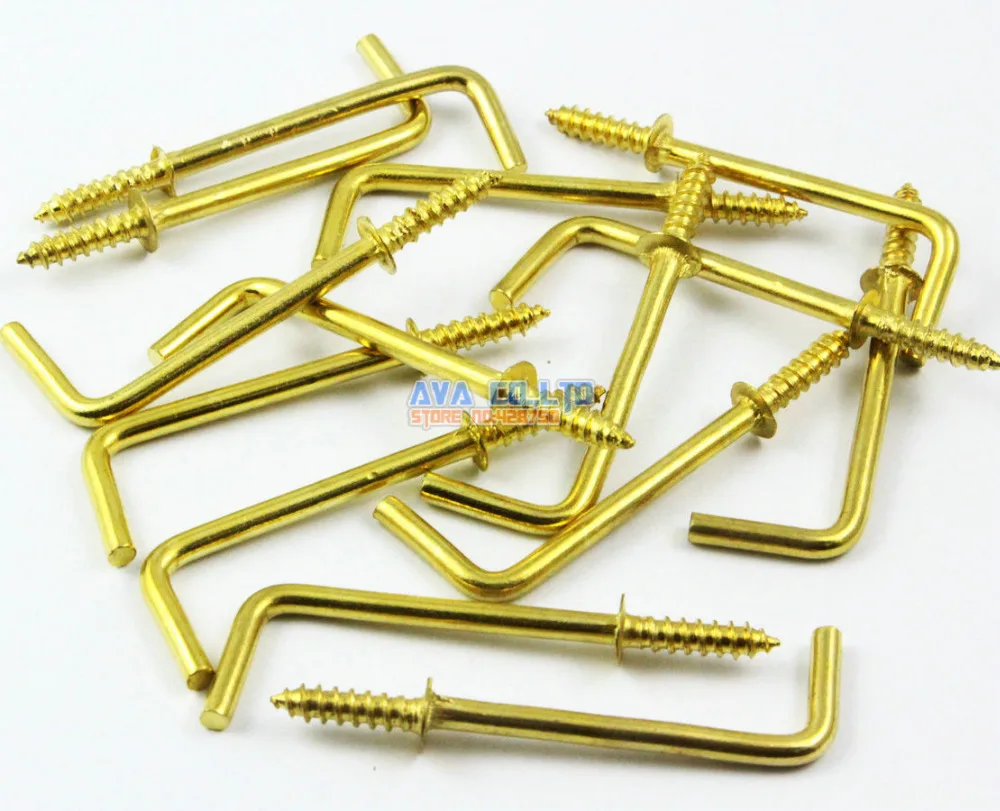 50 Pieces Gold L Shape Hook Right Angle Hook Screw L Hook 55x19mm