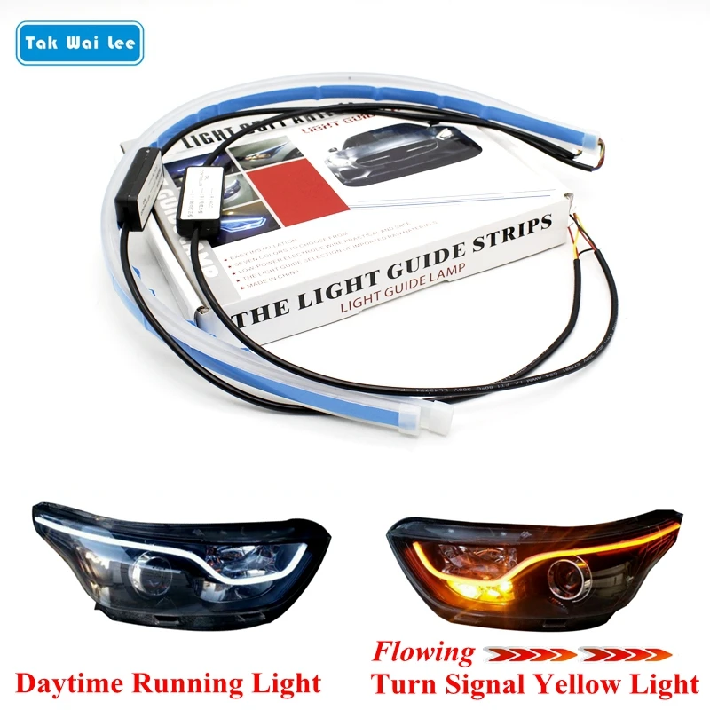 

Tak Wai Lee 2X External Installation LED Daytime Running Light Flowing Turn Signal Soft Article Guide Strip Styling Car Day Lamp